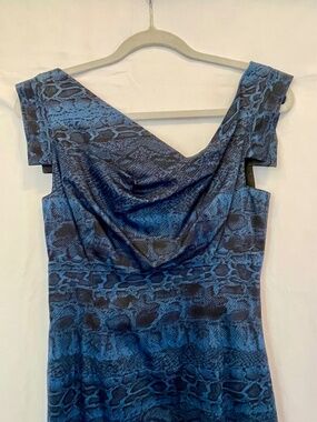 Black Halo dress. Snakeskin pattern. Blue and black. NWT.